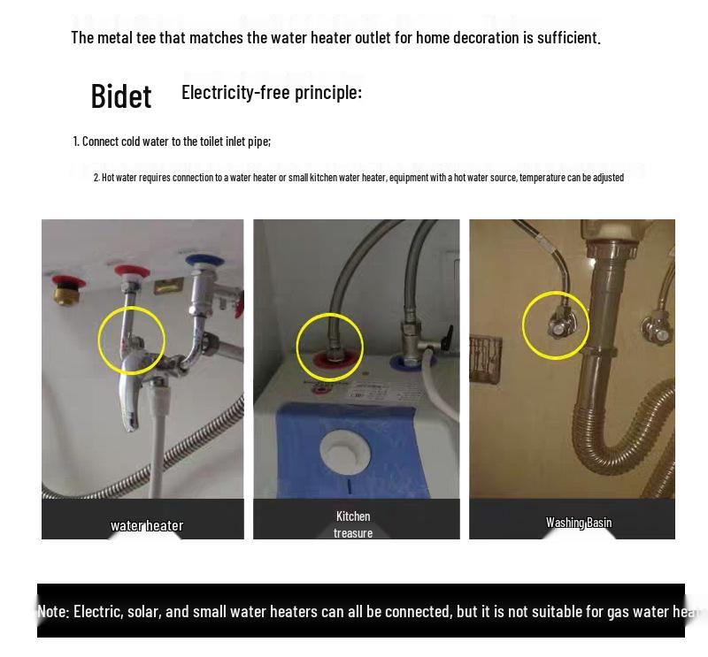 Non-electric Bidet Seat with Dual Spray for Feminine and Buttocks Hygiene