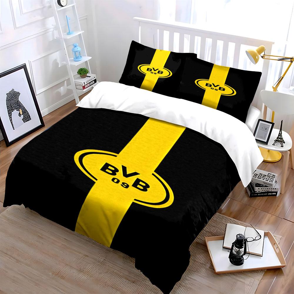 Yellow stripe, "BVB 09" logo. Bedding sets Duvet cover sets Duvet covers Pillowcases(1 * Duvet Cover 2 * Pillowcases without duvet insert)