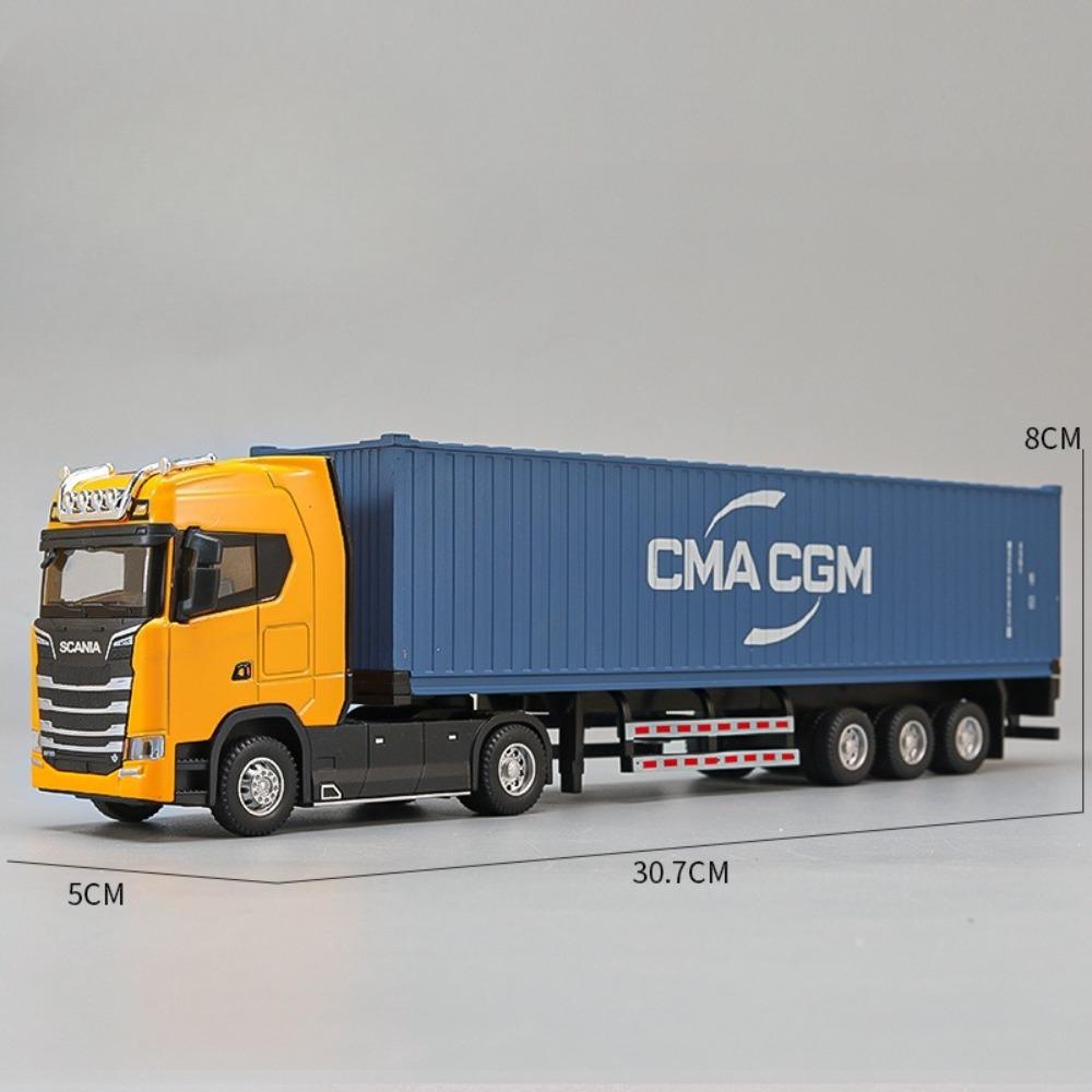 1:50 Amerikanischer Anhänger Transportfahrzeug Diecast Legierung Vorderteil Container LKW Modelle Spielzeug Ton Licht Autos für Jungen Weihnachtsgeschenke