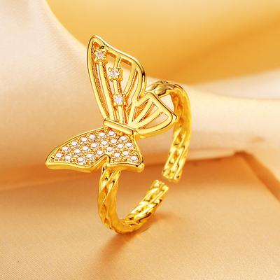 Hollow Butterfly Love Temperament Diamond-set Open Index Finger Ring Adjustable Live Women's Ring Jewelry