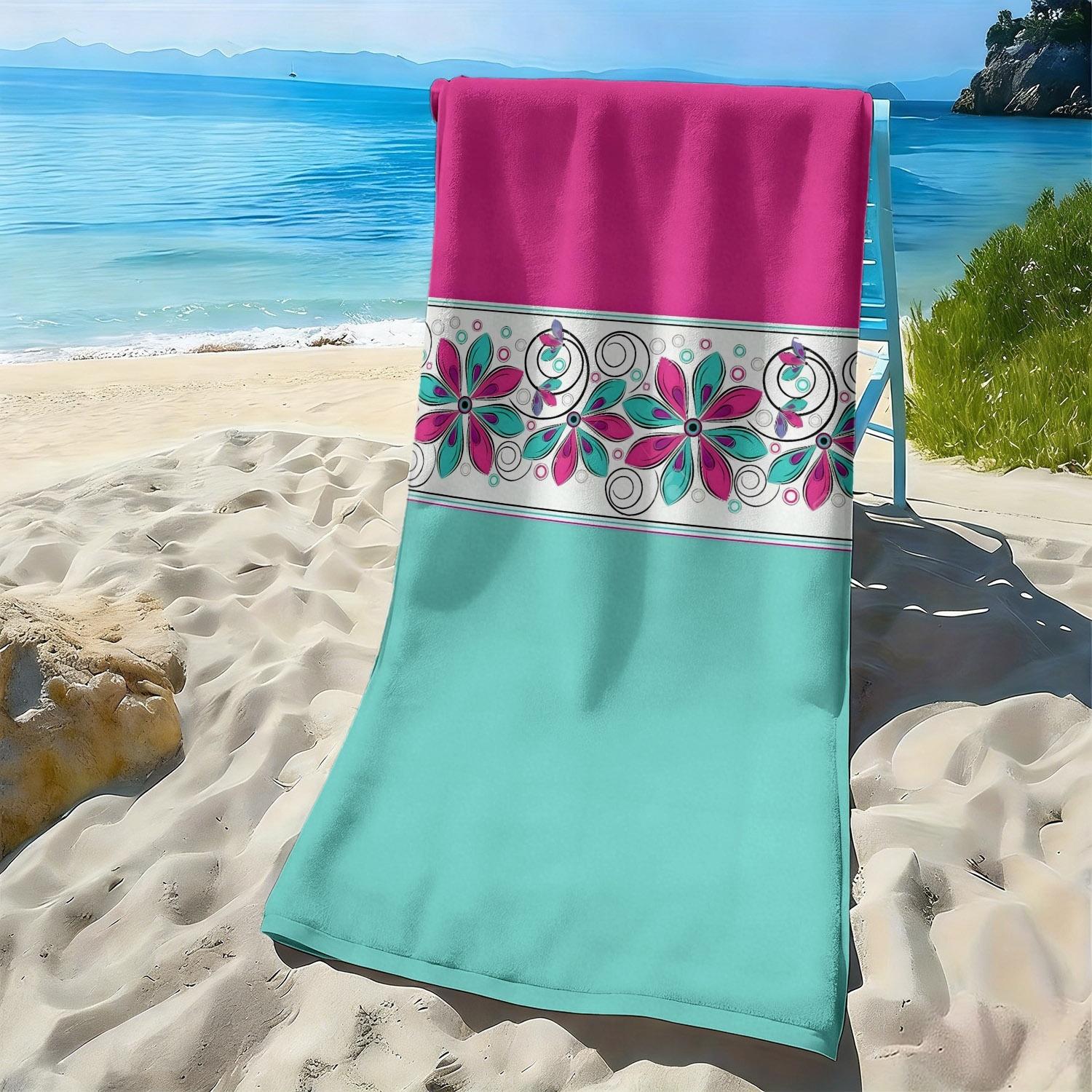 

Tropical style with colorful floral patterns polyester microfiber beach towel highly absorbent, suitable swimming beach outings W40*H60(CM)