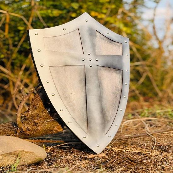 Templar Crusader60.96 cm Silver Cross Shield  Medieval Knight Shield for , Cosplay  Decor  Handcrafted Warrior Prop, Gift for Him