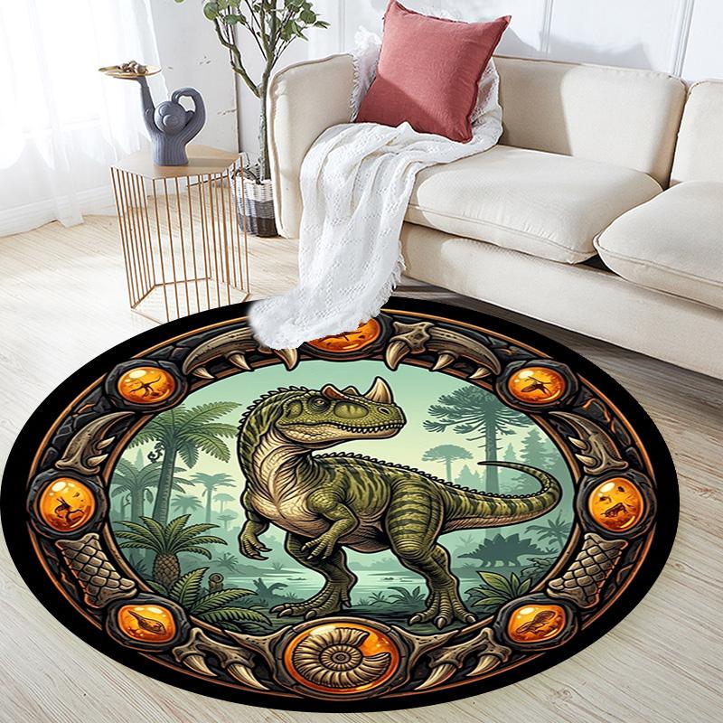 Prehistoric Dinosaur Realm Round Area Rug Under Office Chairs Bedroom Living Room Home Decor