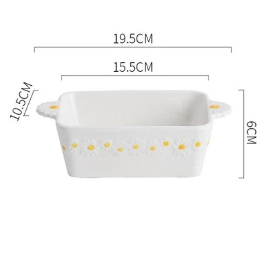 Ceramic Daisy Embossed Creative Dishes, Household Vegetable Rice Soup Bowl Dinner Plate Ceramic Set Combination Tableware