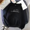 Versatile Plus Size Unisex Casual Hoodie, Minimalist Heart Print Hoodie, Oversized Silhouette Hoodie for Streetwear & Everyday Looks