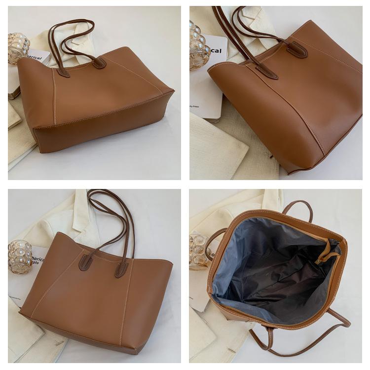 Retro Large Capacity Faux Leather Tote Bag for Women, Vintage Style Work Shoulder Handbag, Street Chic Commuter Purse