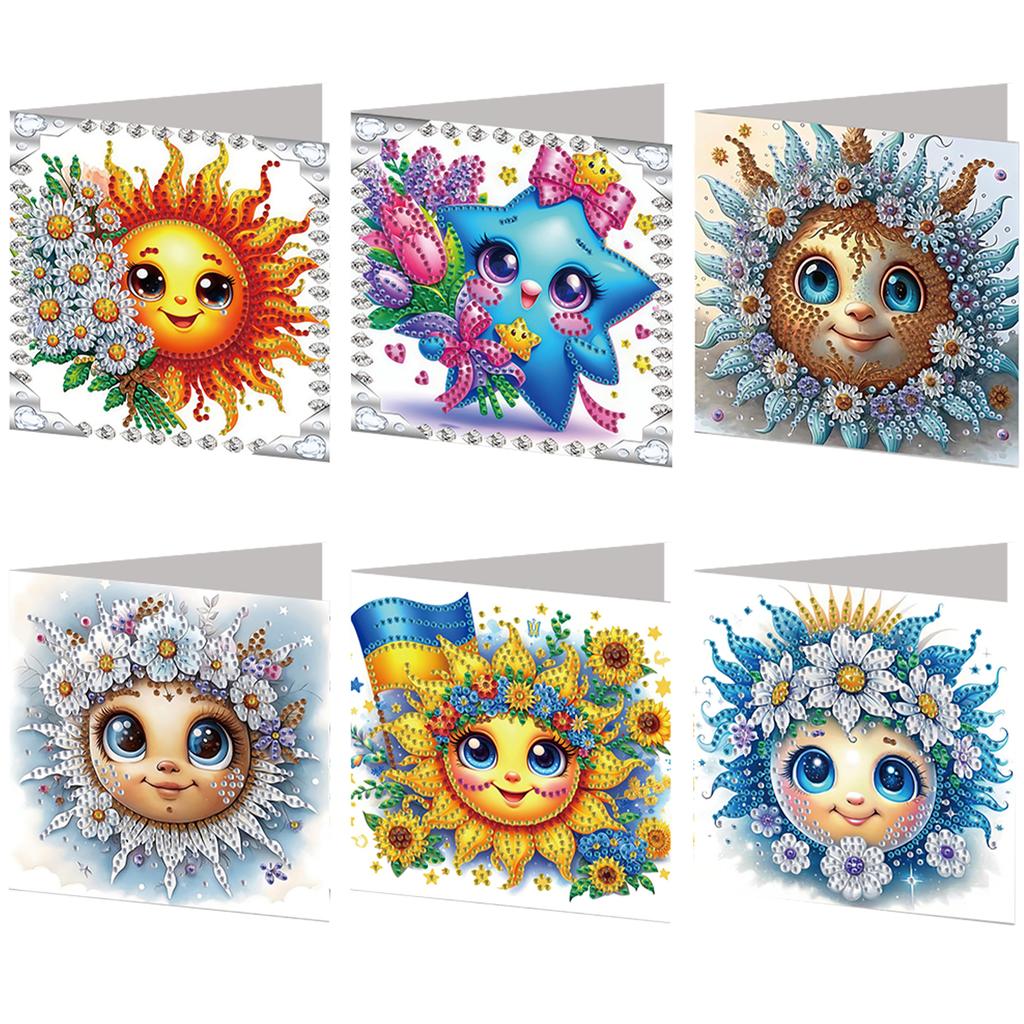 6pcs DIY Rhinestone Diamond Art Mosaic Postcards Diamond Art Greeting Cards for Xmas Birthdays Thanksgiving & Special Occasion