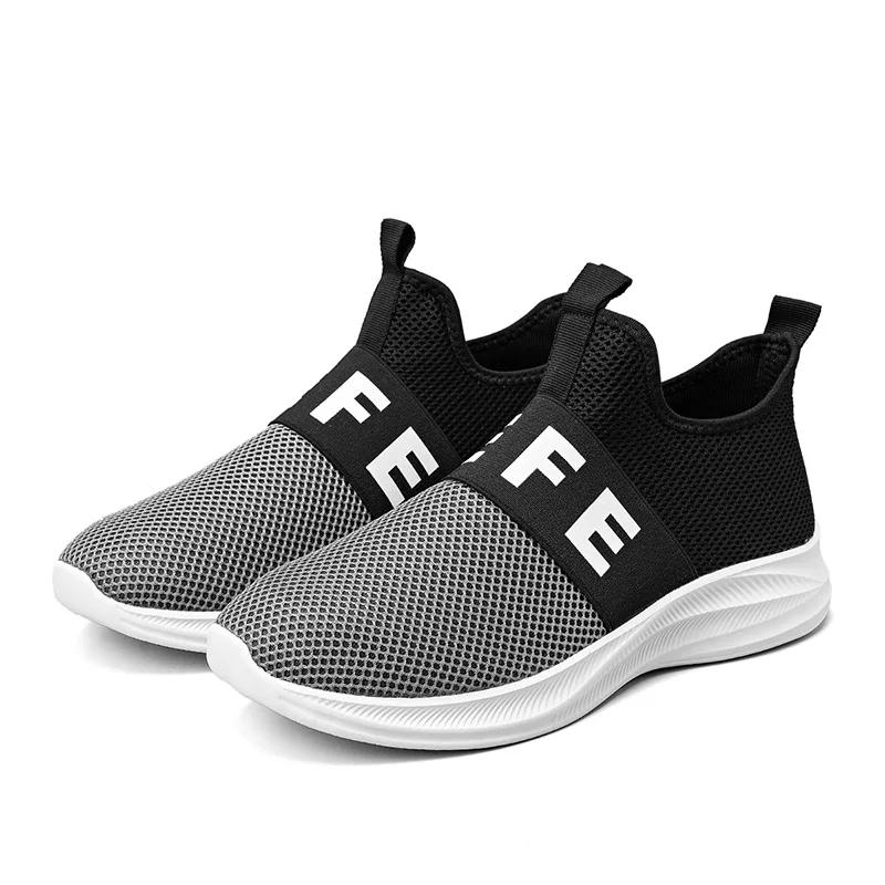 

MAEDEF Новые мужские повседневные туфли высокого качества, дышащие кроссовки, удобные туфли для ходьбы на открытом воздухе, летние сетчатые мужские туфли без застежек 46 серый