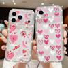 Pink Hearts Eye Pattern Diamond Case For iPhone 17 Pro Max Funda iPhone 16 Pro Max 15 14 13 11 Clear TPU Silicone Soft Cover