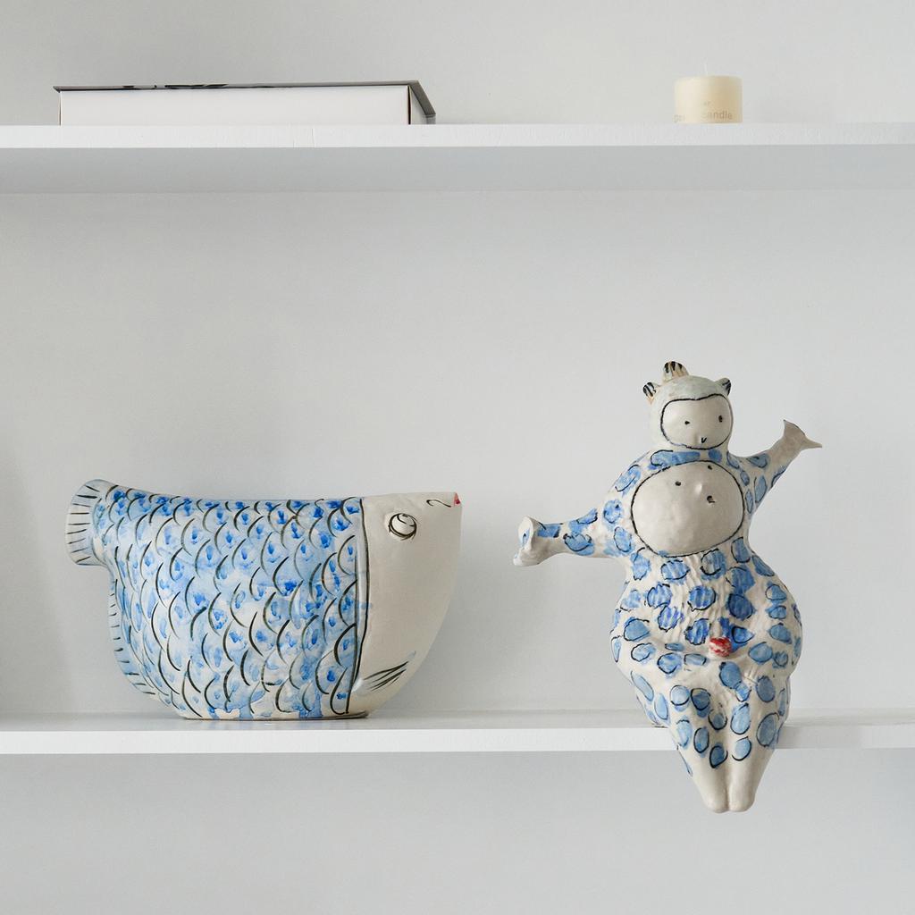 Ceramic Vase Fish Chinese-style Retro Porcelain Vase Handmade Flower Vase Goldfish Shape Home Decoration Accessories