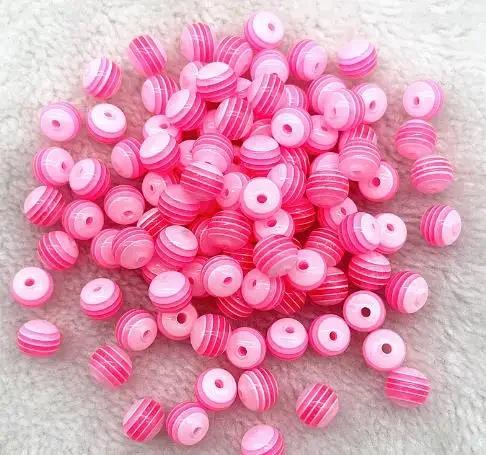 TX02 50 Piezas 8mm Hermosas Redondas Transparencia Cuentas Sueltas Rayas Departamento de Joyería DIY Pulsera Asequible Accesorios de Tendencia Cuentas