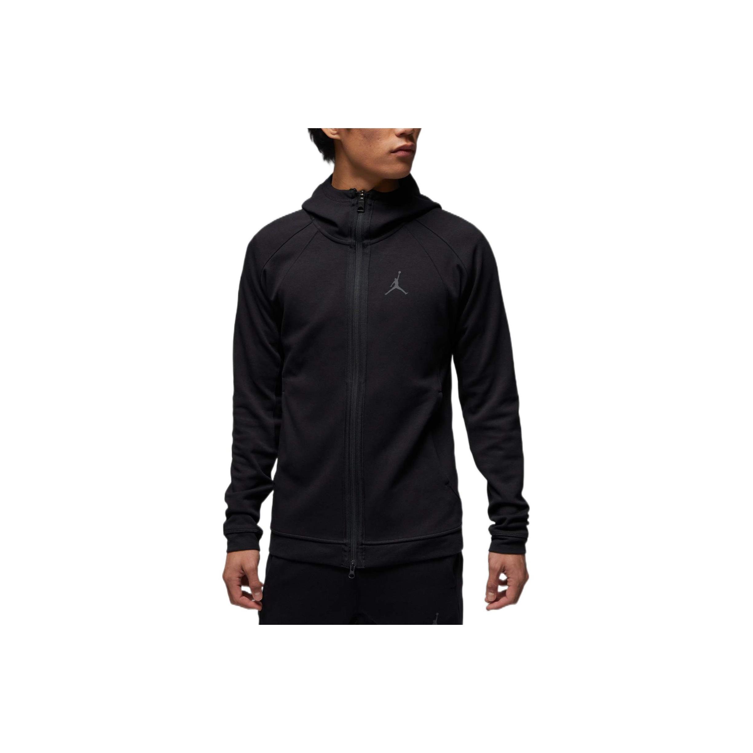 Jordan Men's Black Dri-Fit Solid Logo Zip-Up Knit Hoodie Tops Dv9784-010 Cm