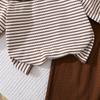 Girls' Outfit Children's Clothing 2025 Autumn New Cute Doll Collar Long Sleeve Striped Top Long Pants 2-Piece Set