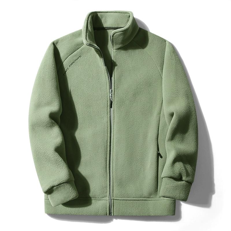 Мужская уличная толстовка из флиса зимняя на молнии модная мужская однотонная свободная толстая из ягненка куртка мужская одежда мужские толстовки с капюшоном 3XL зелёный 2298₽