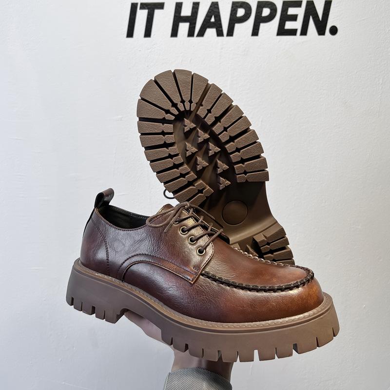 Lederschuhe Herren Plateau Britischer Stil Trend Businesskleid Herrenschuhe Casual Herren Lederschuhe Schuhe mit großem Kopf 76119-A