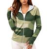 Womens Zip Up Hoodie Lightweight Long Sleeve Camouflage Print Sun Protection Jacket with Hood and Pockets for Outdoor Activities