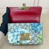 [Pre-Owned] Padlock Metal Lock Buckle Bag GG Blooms Logo Geranium Print Canvas And Leather Box Bag Chain Shoulder Crossbody Bag S - Very Good #1YDVWPF