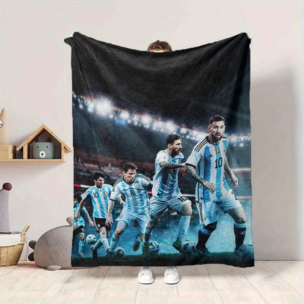 1Pc Argentina Soccer Stars Flannel Blanket, Soft And Comfortable, Casual Warm, Camping Travel, Christmas, Halloween Xmas Gift L1135