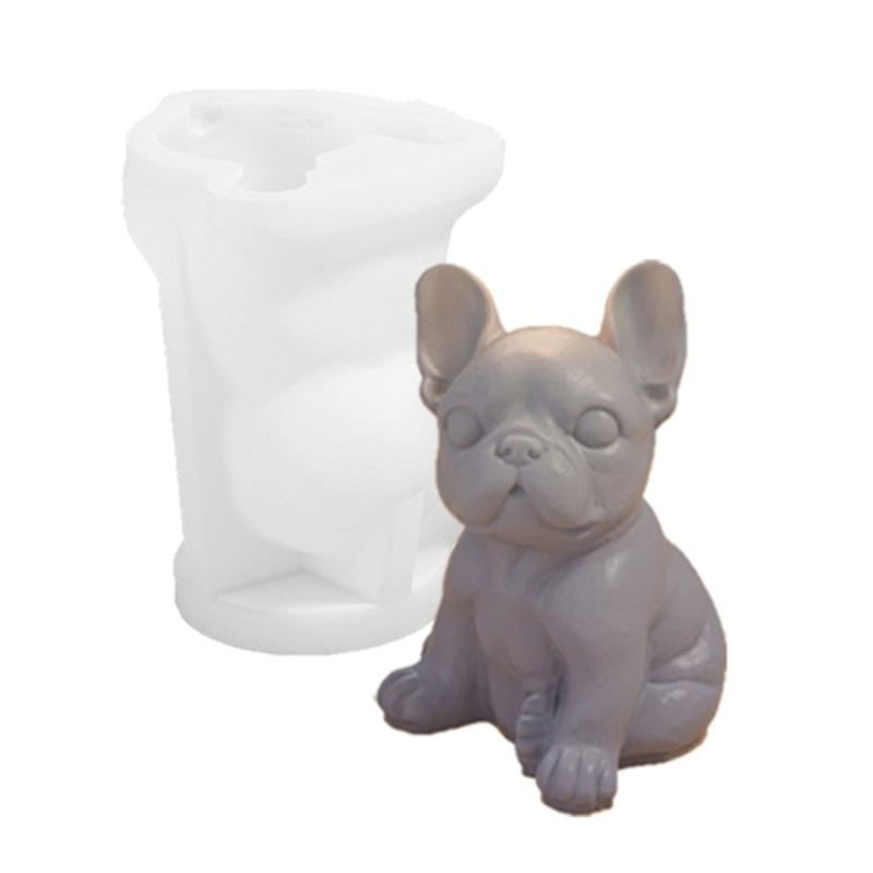 Realistic Pug Shaped Silicone Dog Mold Practical Plaster Craft Dog Shape Decorations Mold for Craft Enthusiasts