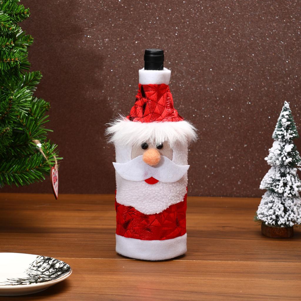 2024 Christmas Cartoon Santa Claus Snowman Red Wine Bottle Cover Merry Christmas Dining Table Decoration for Home Xmas Ornaments