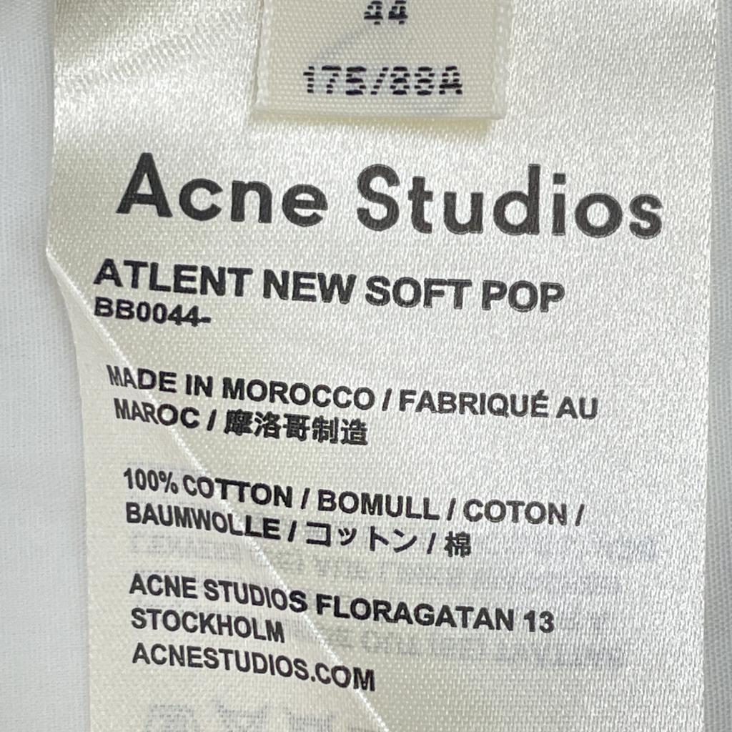 Acne Studios BB0044 White 100% Cotton ATLENT NEW SOFT POP Shirt Tops 44 whiteUsed