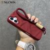 Fashion Solid Colours Pleated Lanyard Cover for iPhone 17 Air 17 16 15 14 13 12 Pro Max Plus Bracelets Slim Silicone Soft Case