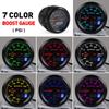 Dynoracing 2" 52mm 7 Colors LED Dual Display Boost Water Oil Temp Oil Pressure Voltmeter Air Fuel Ratio EGT Tachometer Car Gauge