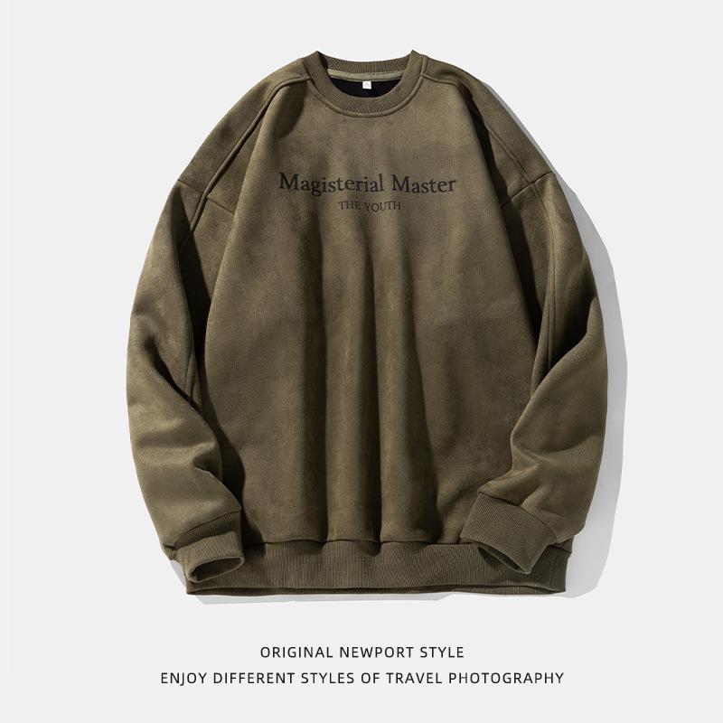 Men S Vintage Crew Neck Pullover Sweatshirt American Letter Print Casual