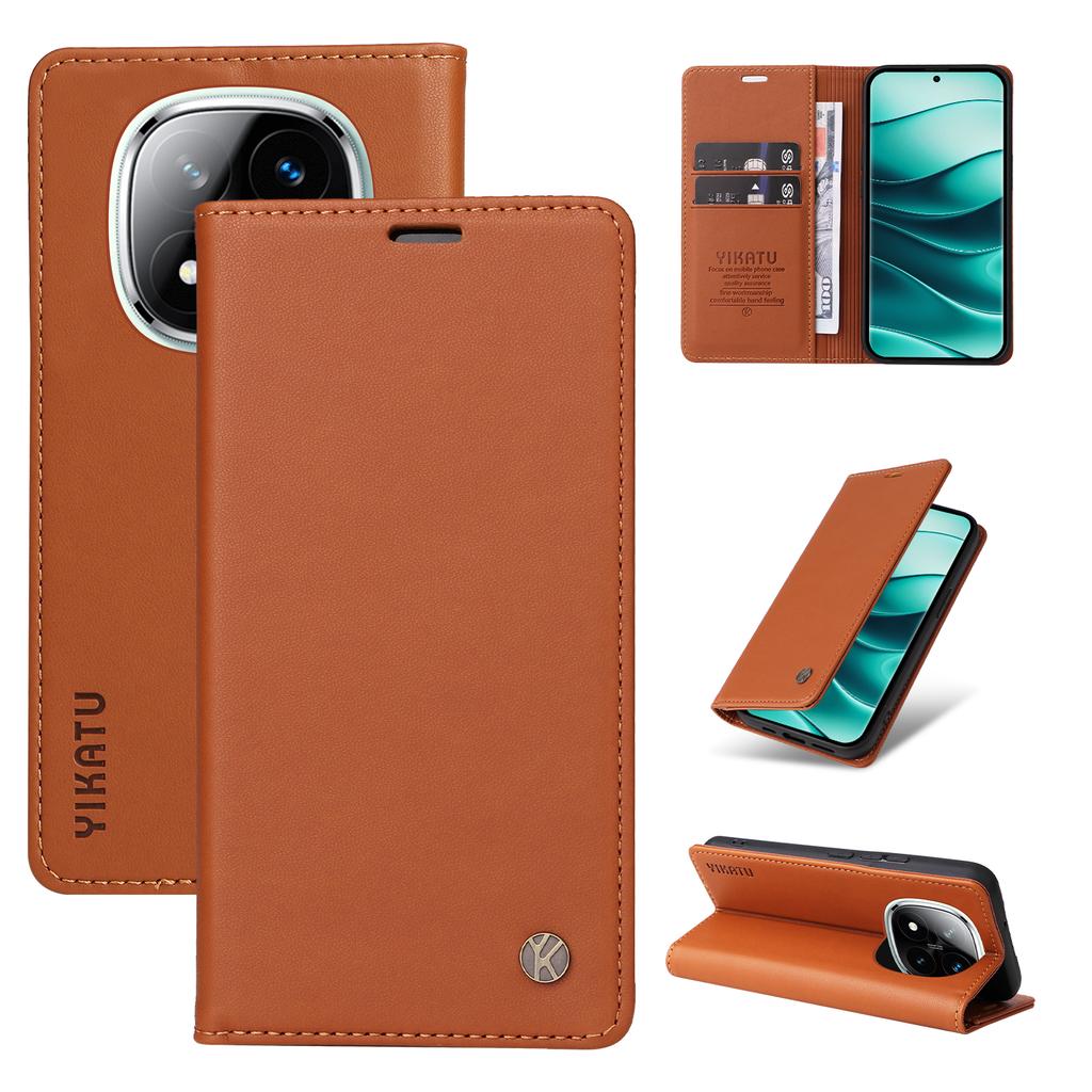 YIKATU YK-001 For Xiaomi Redmi Note 14 Pro+ 5G/Note 14 Pro 5G/Poco X7 5G Case Stand Leather Phone Cover Strong Magnetic Closure