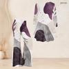 Women Plus Size Printed Round Neck Three Quarter Sleeve Flared Top Flared Pants Two Piece Set