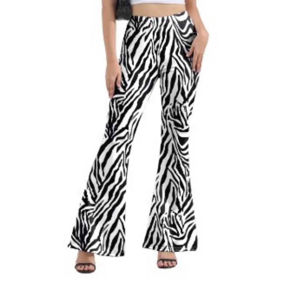 GMXIA Spring/Summer Trend Skinny Wrap Hip Retro Print Tide Micro Flare Trousers