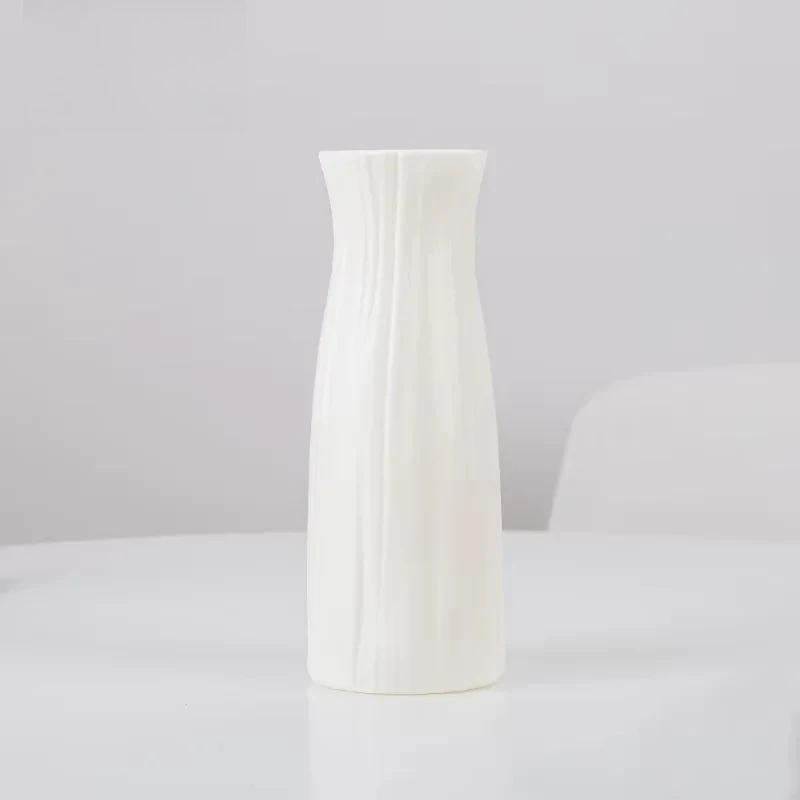 

Modern Plastic Vase White Nordic Style Plastic Flower Pot Storage Bottle for Flowers Home Living Room Office Desktop Ornaments