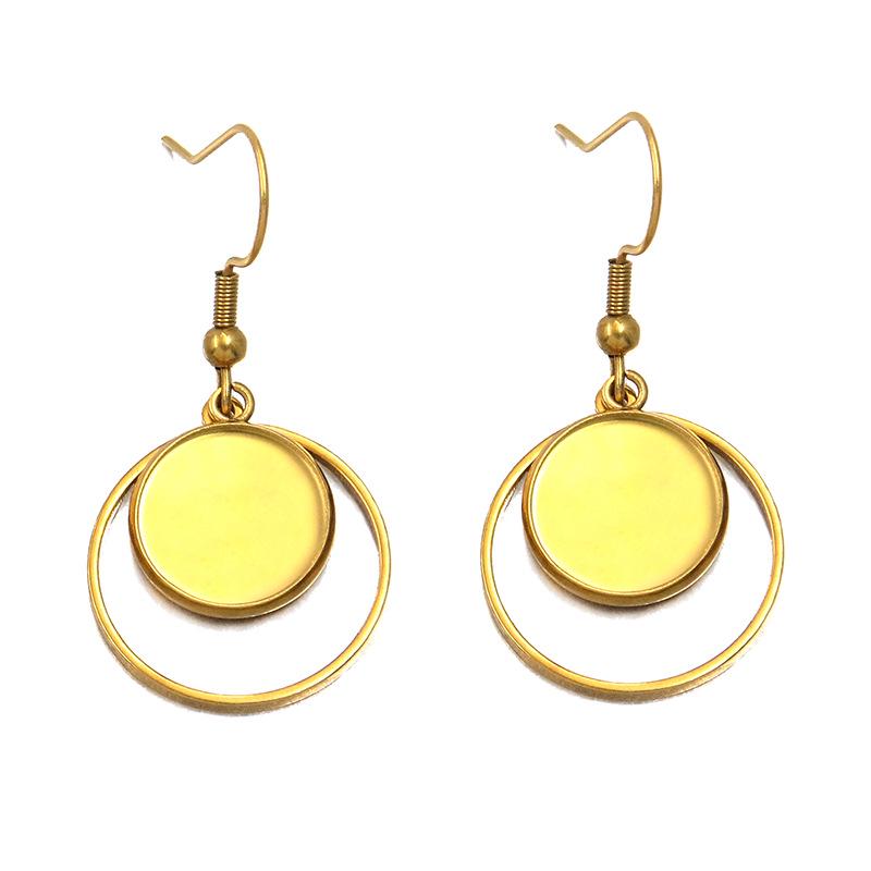 10 Styles Stainless Steel 12mm Time Gem Base Geometric Irregular Earring Hook Pendant