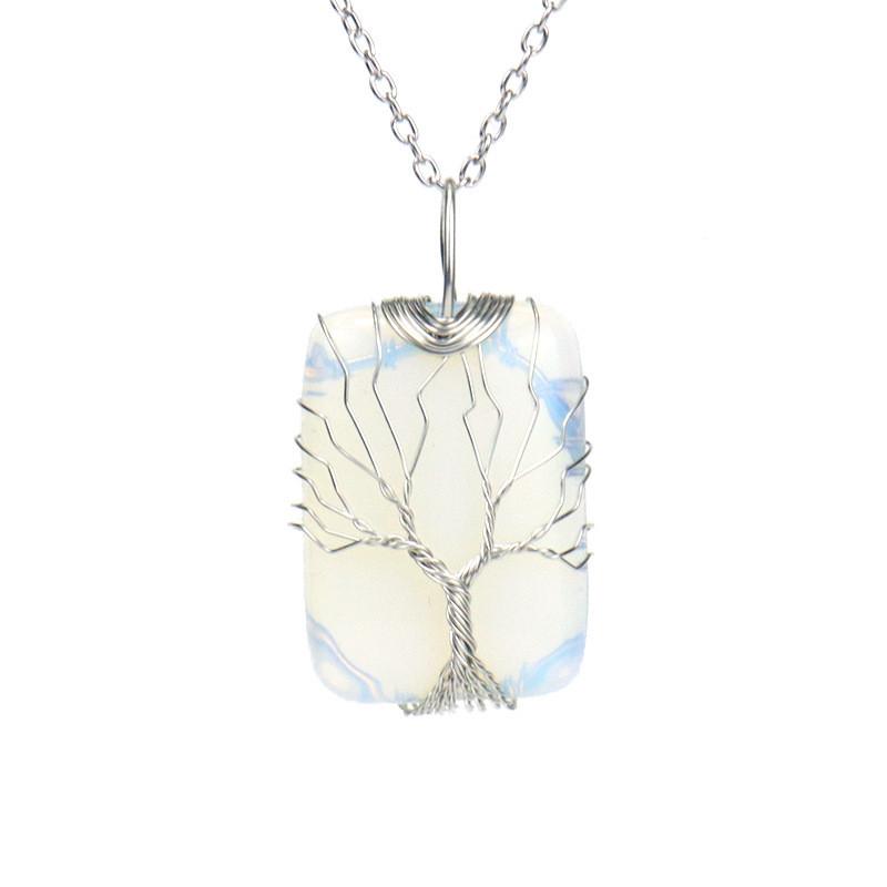 Artificial Water Crystal Pendant Necklace With Handwoven Craft Natural Waterite For Women