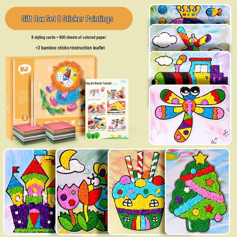 Children's Crumple Paper Art Kit for Creative Painting and Crafts in Kindergarten and Elementary Classes