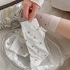 2 Pairs of Thin Mesh Small Floral Country-style Women's Mid-length Cotton Socks with Breathable Layers