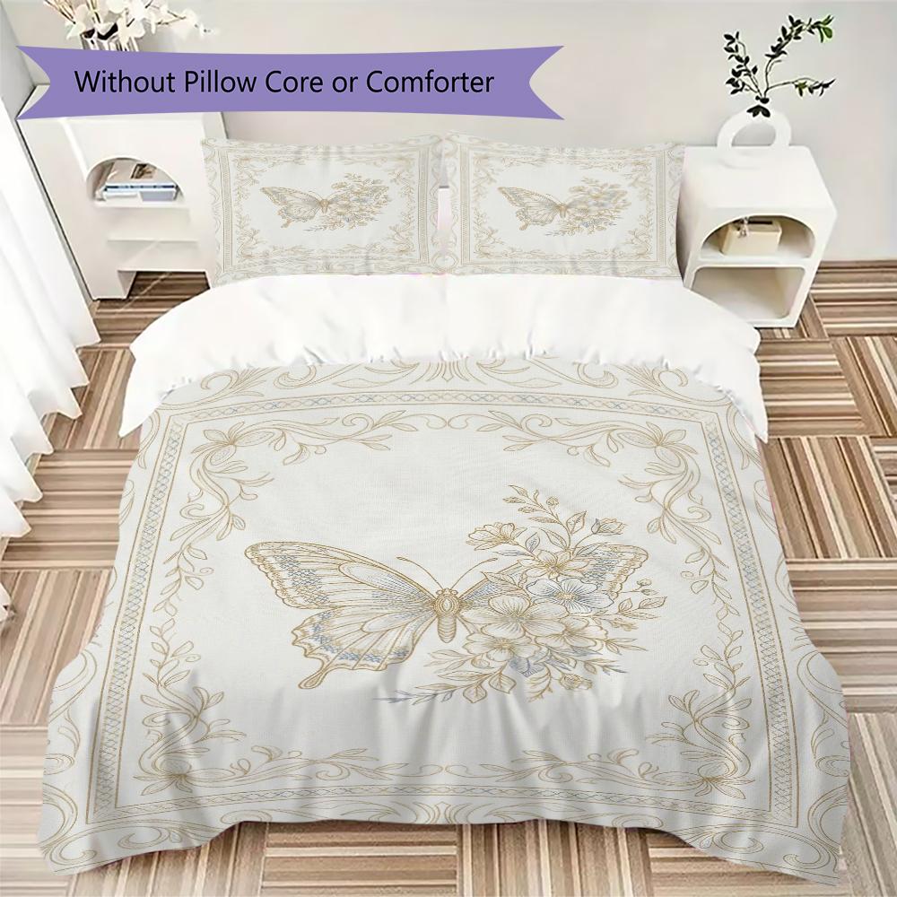 Butterfly Decoration Pattern Bedding Uilt Set Uilt Cover Pillowcase Home Decoration Birthday Gift (1 * Duvet Cover + 2 * Pillowcase Without Core)37