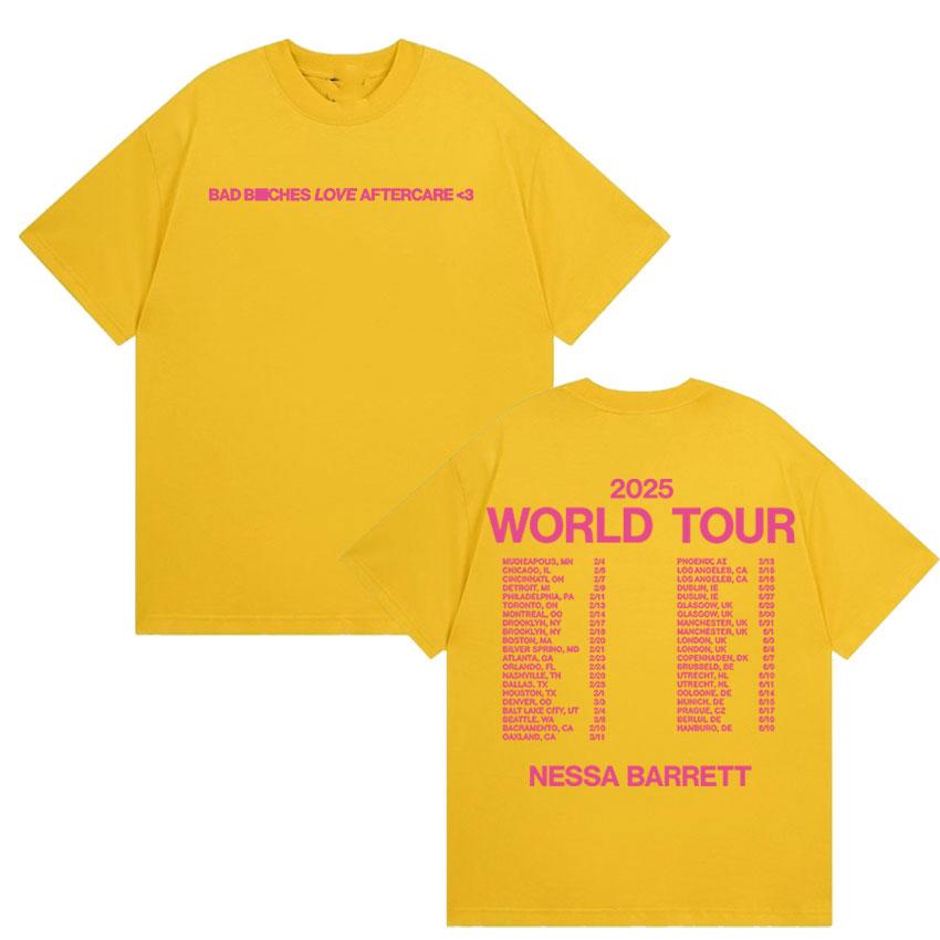 Nessa Barrett Aftercare World Tour 2025 New T Shirts Men Women Summer Aesthetic High Quality T-shirt 100% Cotton Oversized Tees