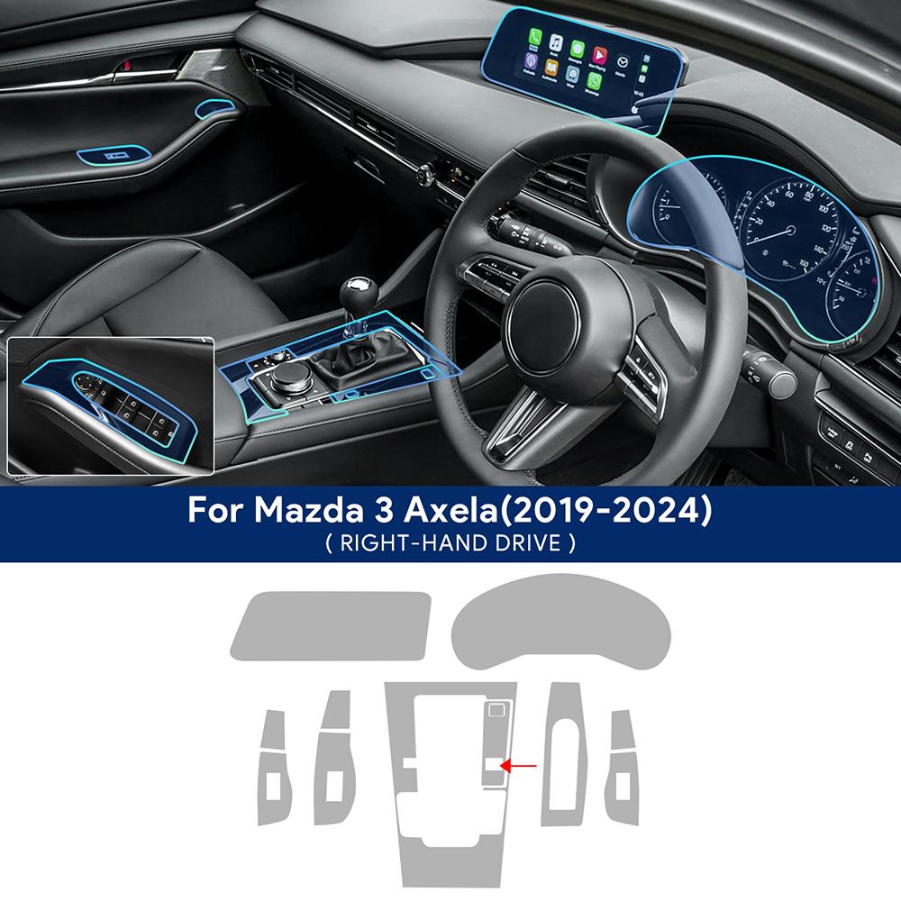 For Mazda 3 Axela 2019-2024 Car Interior Film Center Console Navigation Screen Gear Transparent TPU Protective Film Anti-scratch