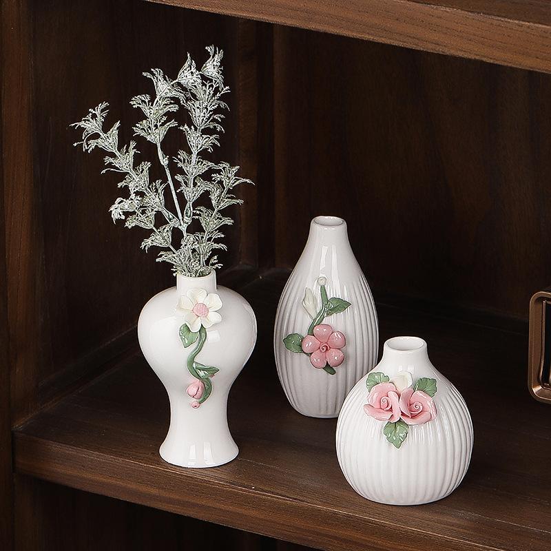 Mini vază vază ceramică cu flori în relief porțelan artizanat accesorii aranjamente florale hidroponie terariu decorare acasă