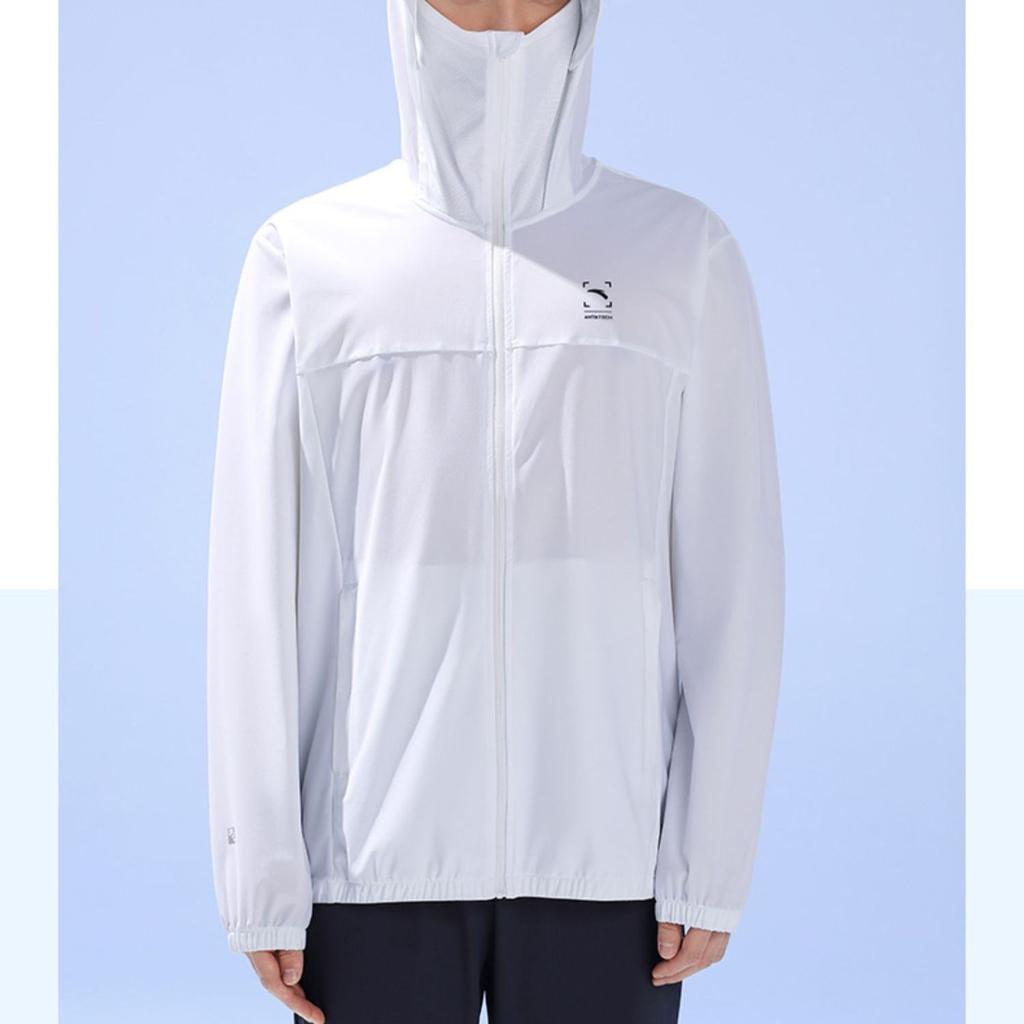 Anta Jue Jue Zi 2nd Generation Series Solid Color Hooded Long Sleeve Sun Protection Clothing Men Tops White 952327706-1