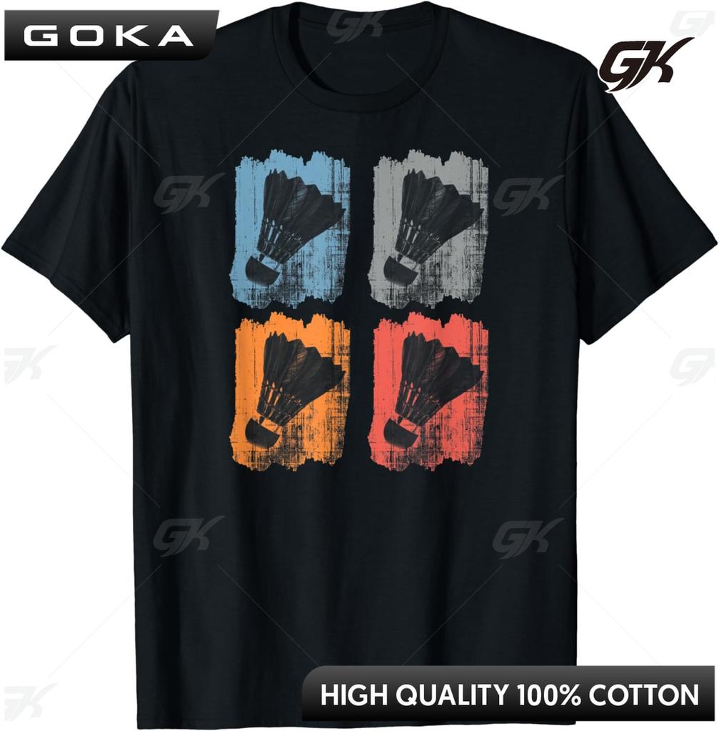 Badminton with The Shuttlecock in Retro Look TShirt Outdoor Enthusiasts Tee Tops Cotton Ventilate Vintage Men Clothing