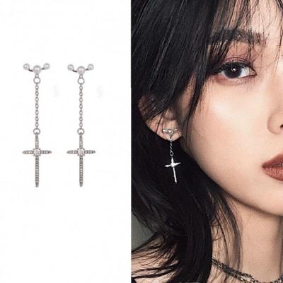 Pearl Cubic Cross Earrings, Ear Cuff, Daily Earrings