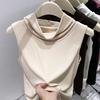 Damen Sommer Ärmelloses Rollkragen Top Einfarbig Enganliegendes Tanktop