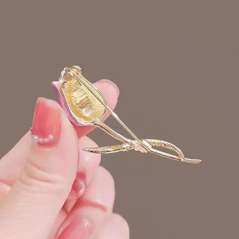 Exquisite Japanese Purple Tulip Brooch for Elegant Hanfu Suits & Accessories