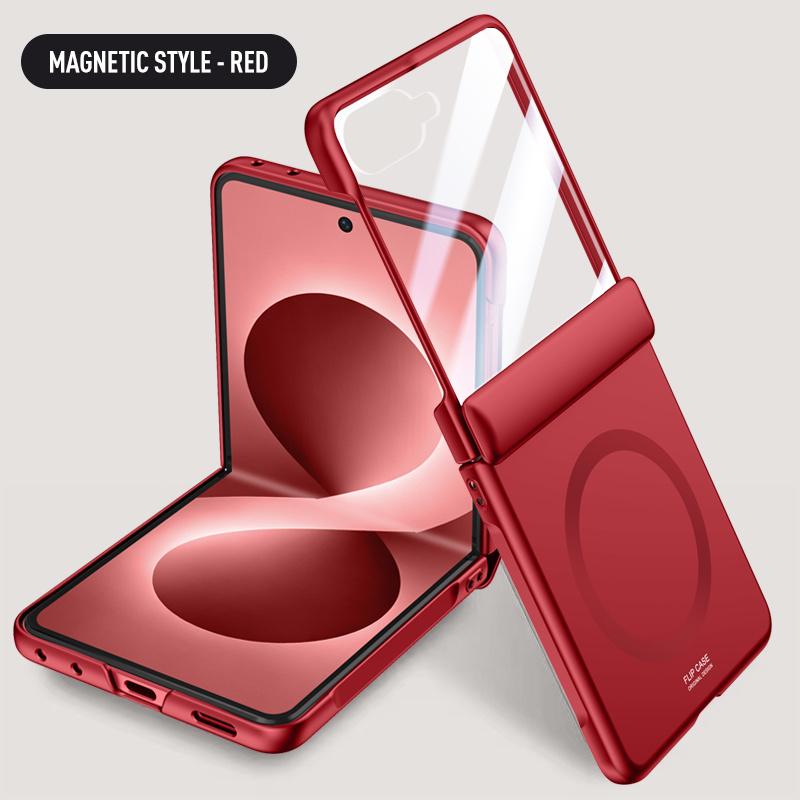 For Magsafe Wireless Charging Matte Frosted Phone Case For Samsung Galaxy Z Flip 8 5G Hinge Screen Protect Film Shockproof Cover