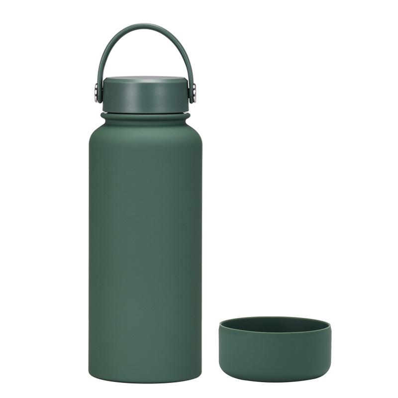 1L Large-Capacity Thermos Cup With Non-Slip Bottom, Portable Outdoor Sports Kettle, Frosted Water Cup