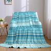 Blue Tribal Striped Patterns Flannel Blanket Warm Soft Halloween Christmas Couch Warm Cozy Decorative Decor Gift for All Season