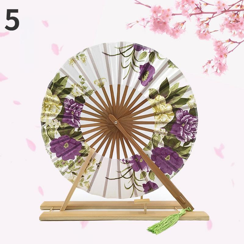1PC Windmill Fan Female Gift Fan Japanese Round Fan Portable Folding Fan Lady Folding Fan