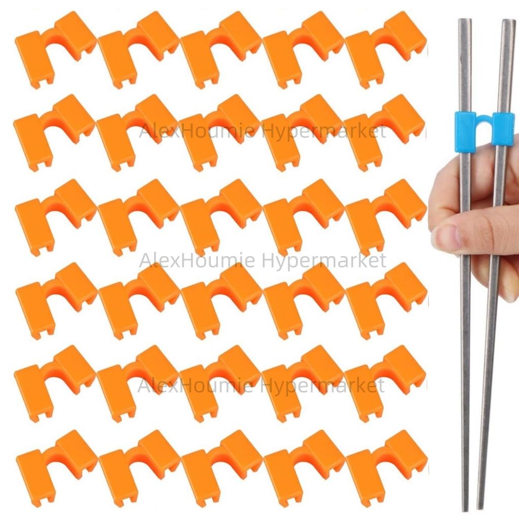 30PCS Chopstick Helper Training Kit Chopsticks Connector Reusable Plastic Training Chopstick Helper for Beginner Trainer Learner